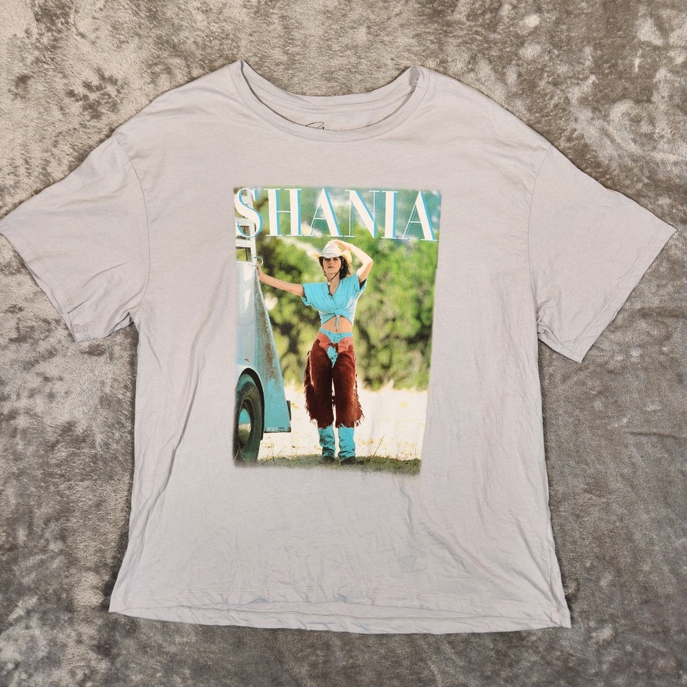 Shania Twain Graphic T-Shirt Womens Large Gray Country Music Concert Tee